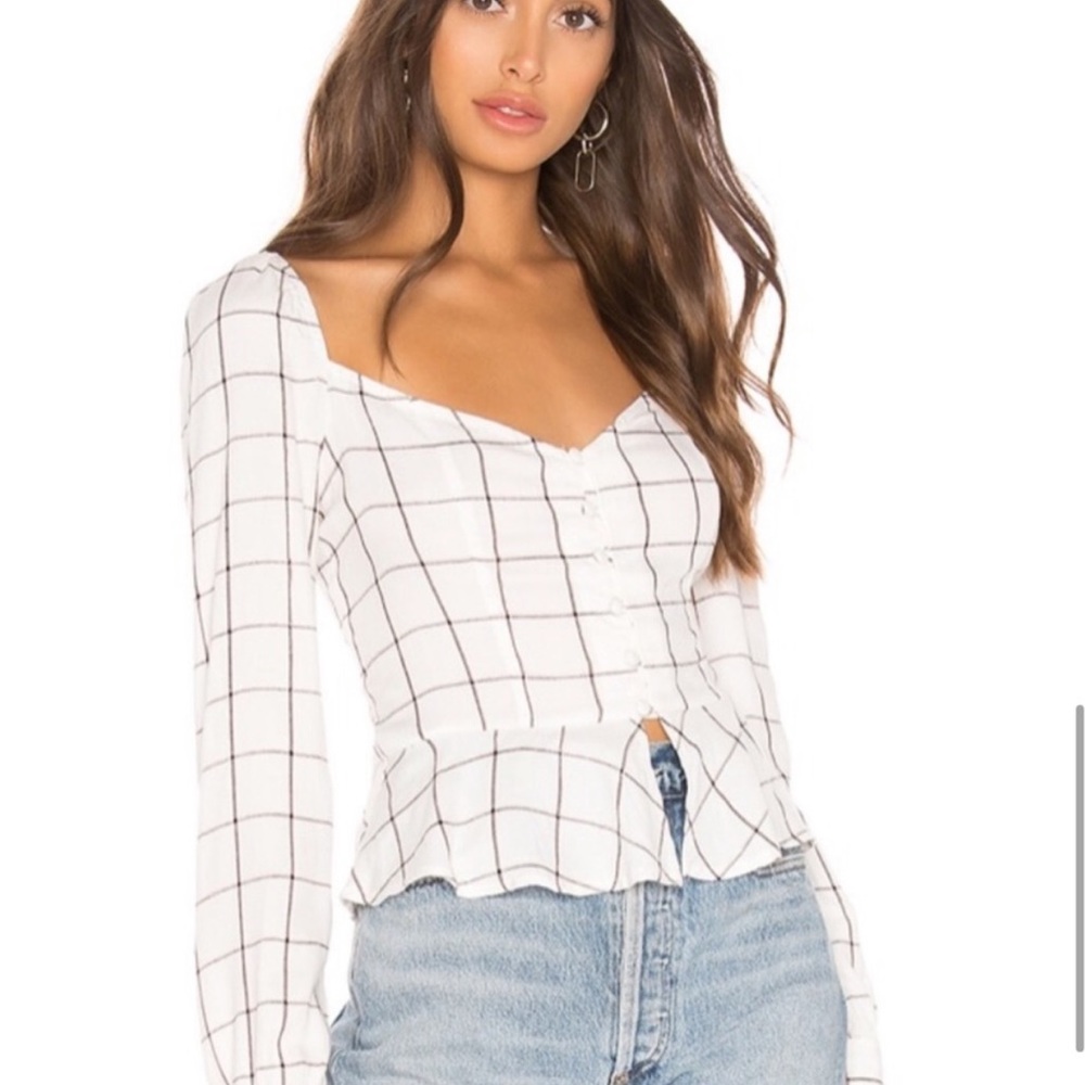 superdown -  marrie flannel puff sleeve top